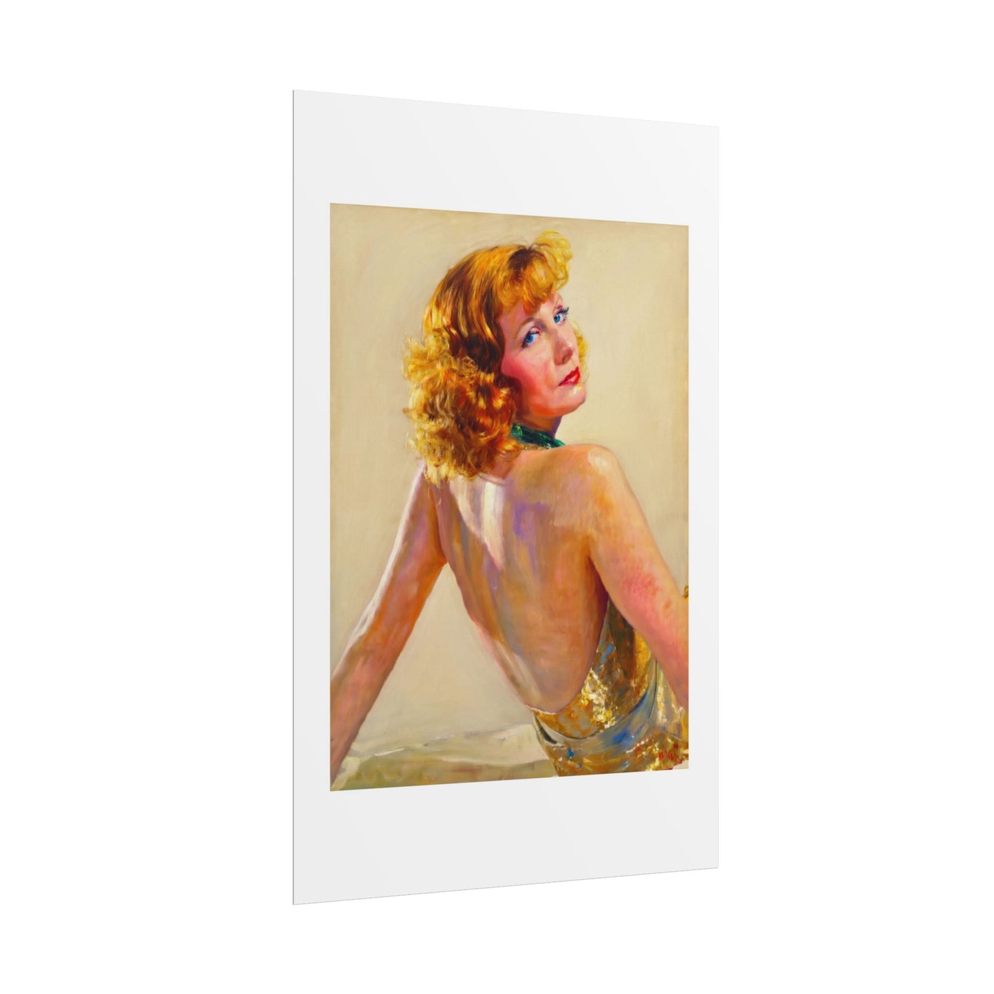 Vintage Pin-Up Art Poster - Glamorous Back-View Portrait Rolled Art Print