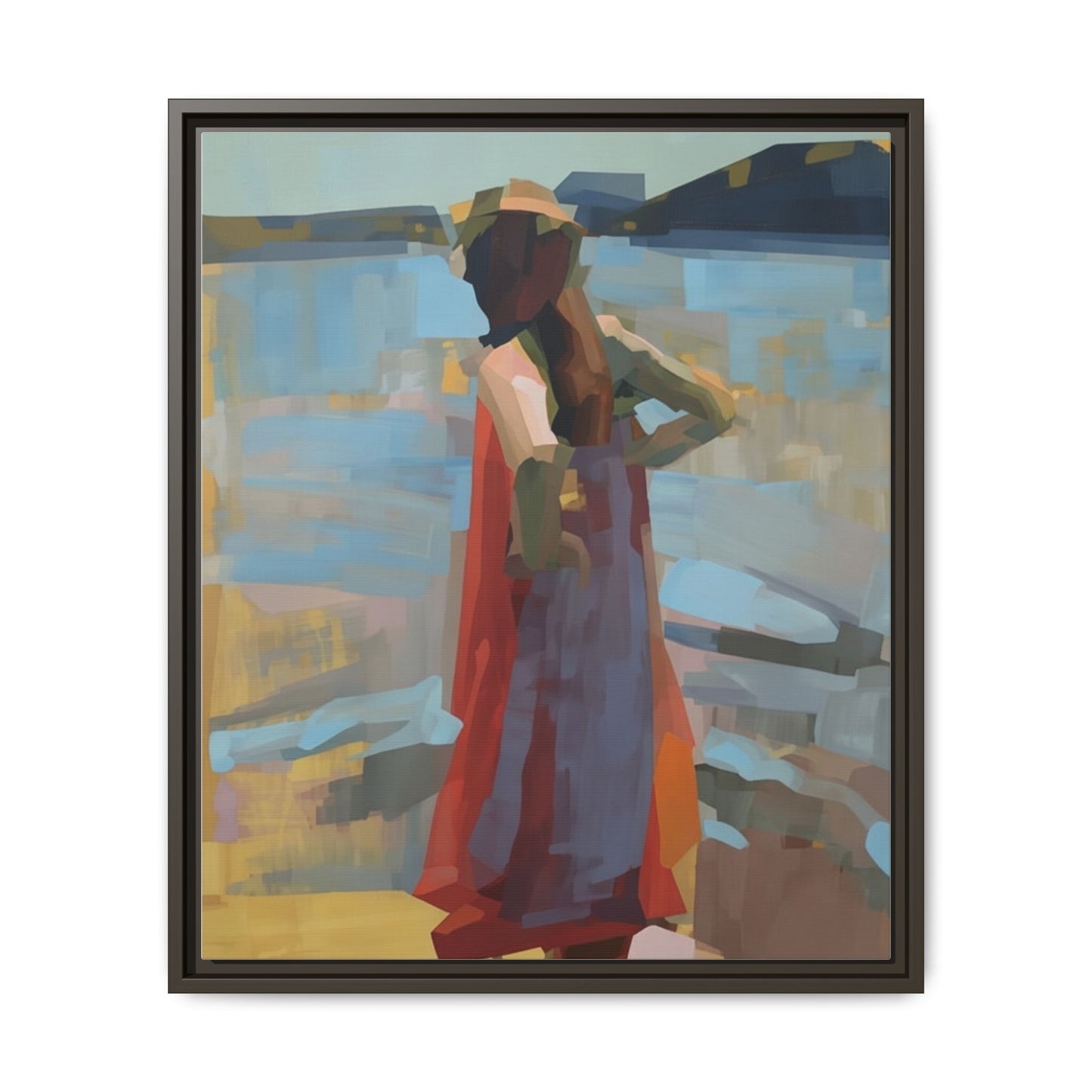 Framed Matte Canvas Print — Coastal Woman Abstract Art