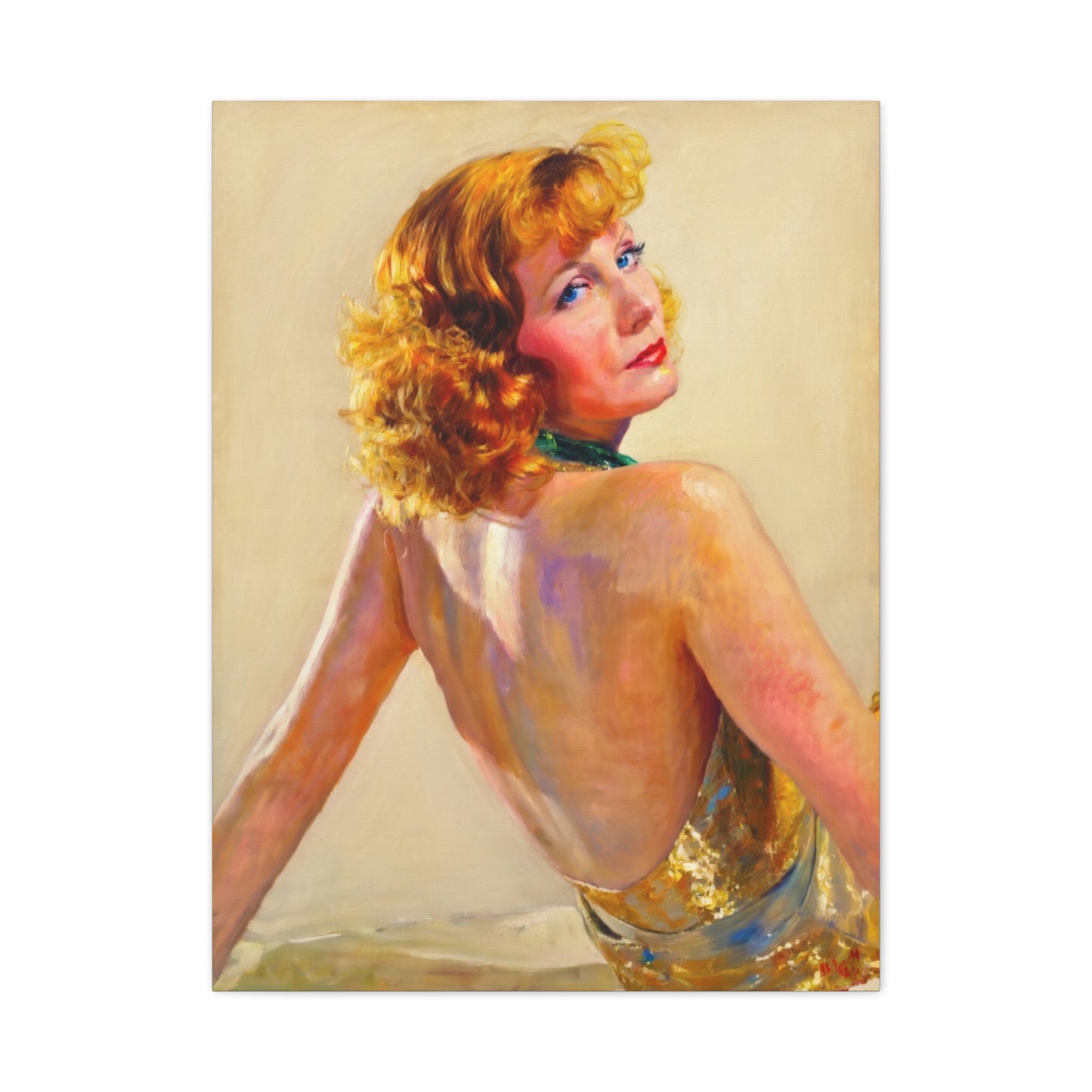 Vintage Greta Garbo Glam Portrait Canvas
