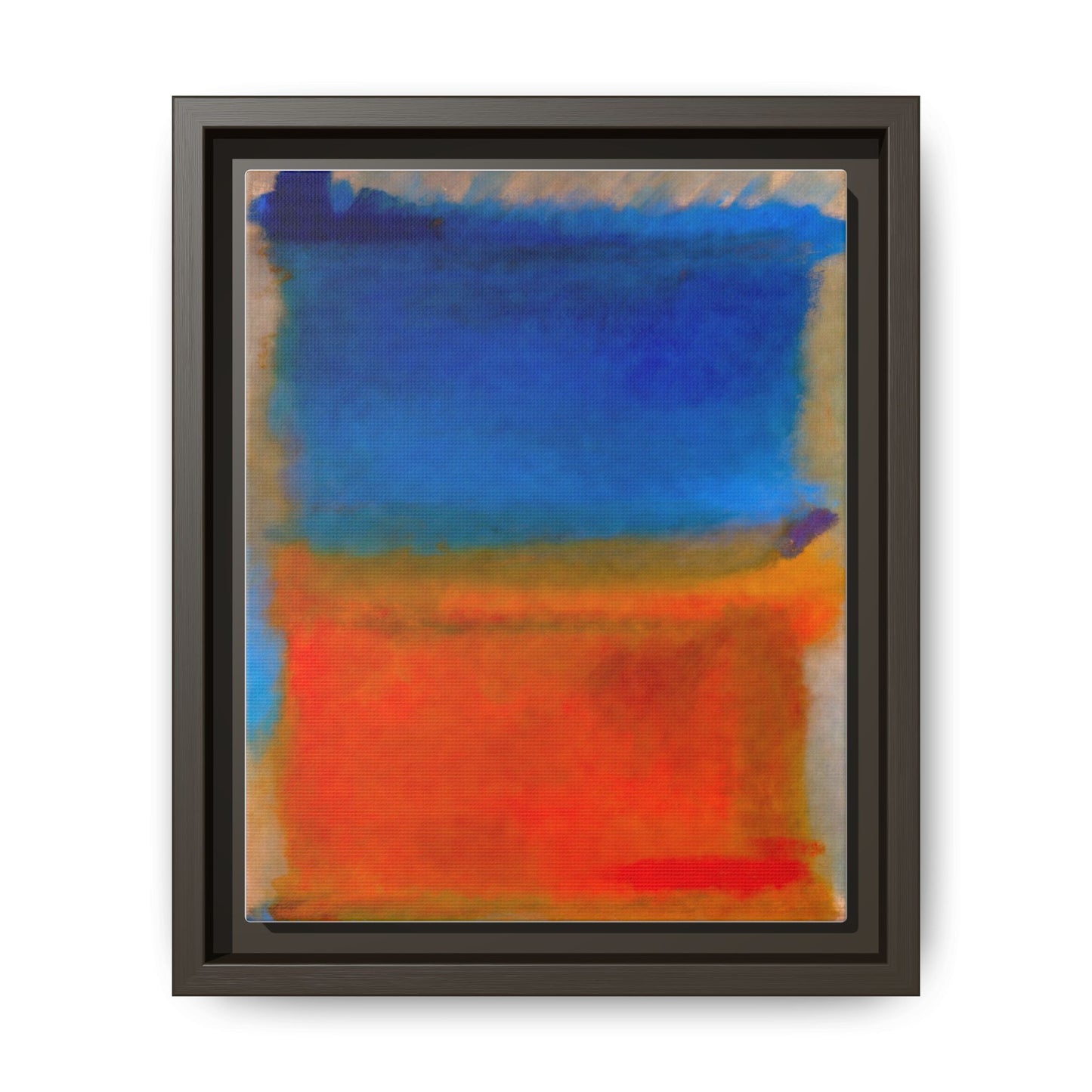 Abstract Color Block Matte Canvas Framed Wall Art — Blue & Orange Modern Painting