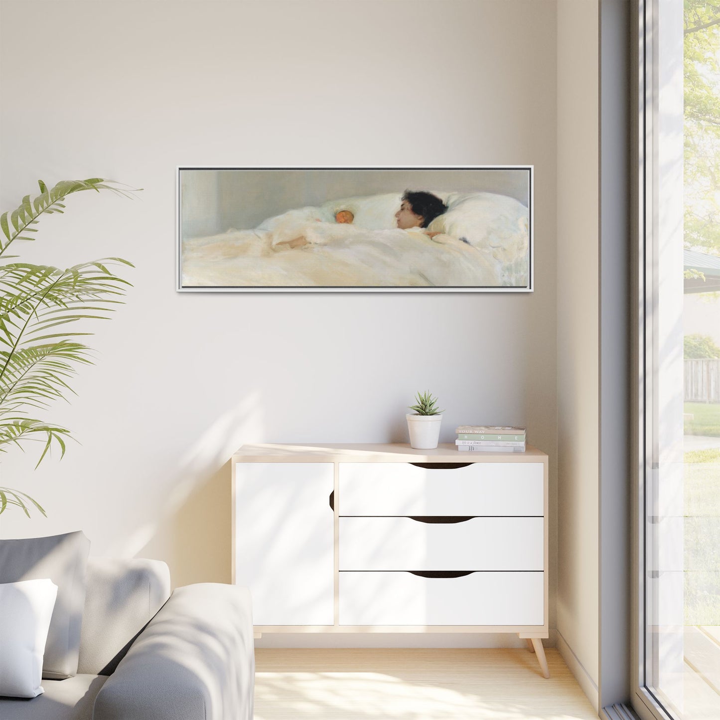 Mother by Joaquin Sorolla y Bastida Framed Matte Canvas Wall Art Print