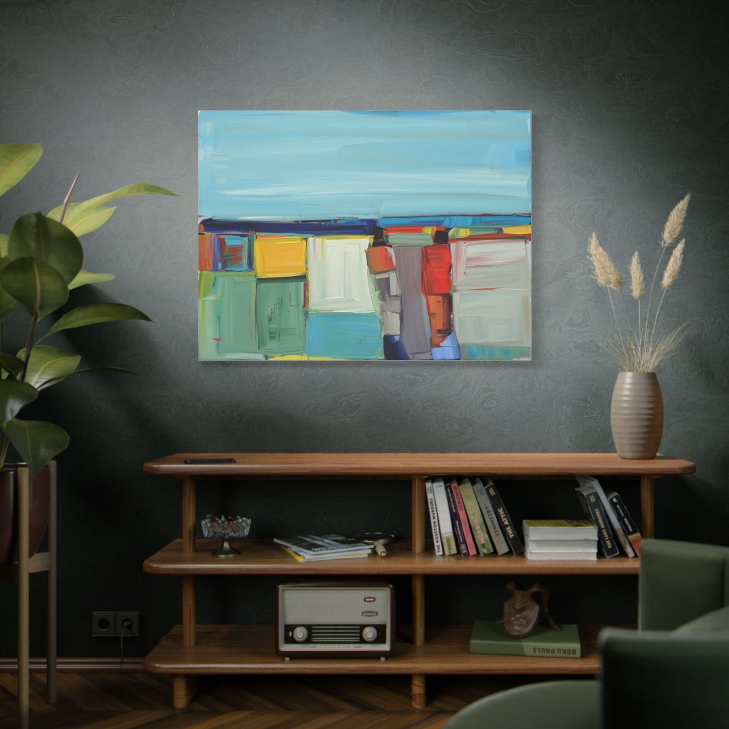 Abstract Coastal Landscape Canvas Print — Colorful Modern Seascape Wall Art