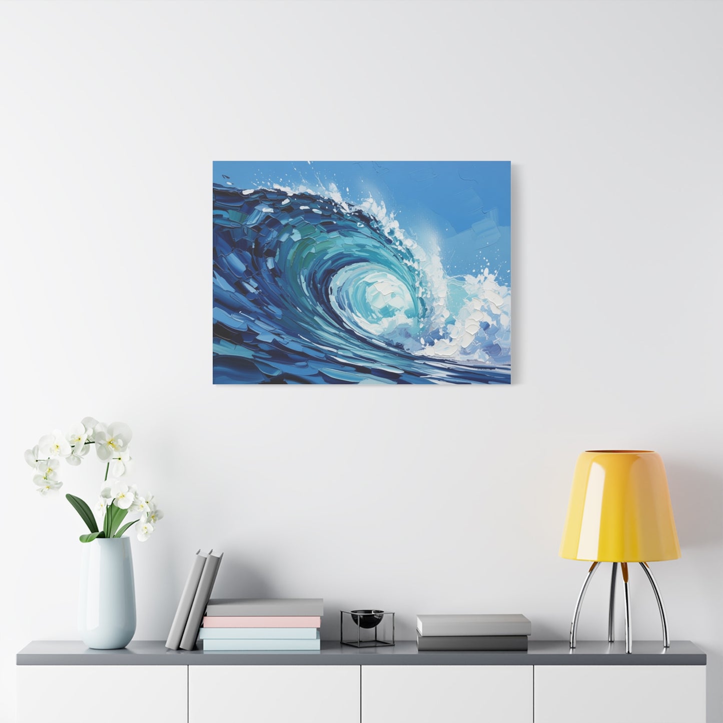 Ocean Wave Matte Canvas Wall Art — Blue Surf Wave Painting, Stretched 1.25"
