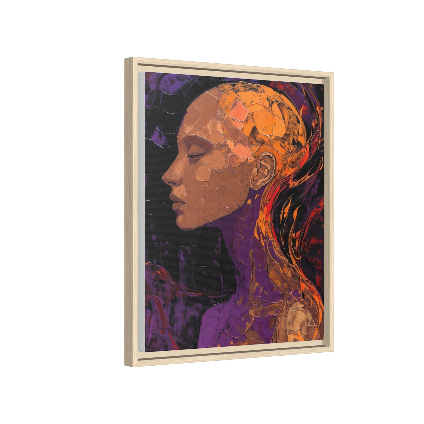 Abstract Profile Portrait Matte Framed Canvas — Multicolor Feminine Art Print