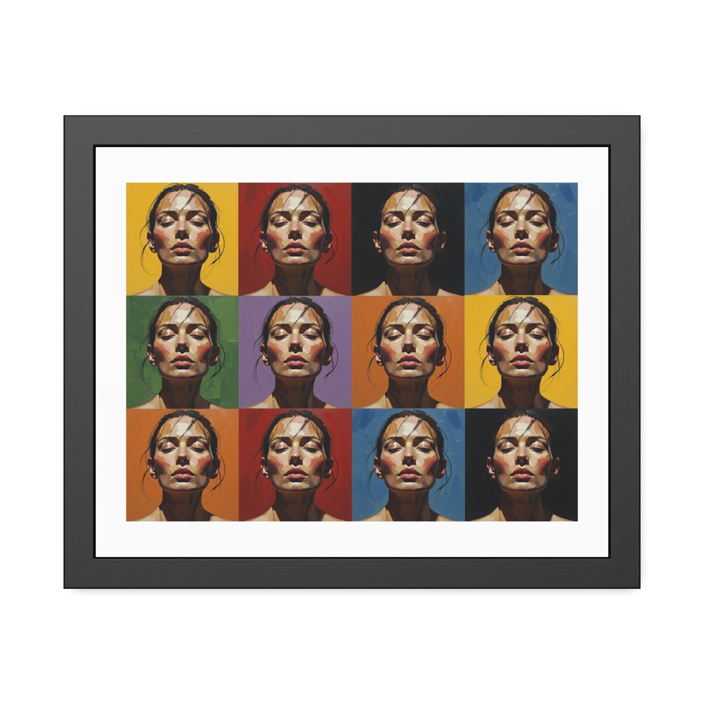 Framed Poster – Color Pop Portrait Grid Wall Art