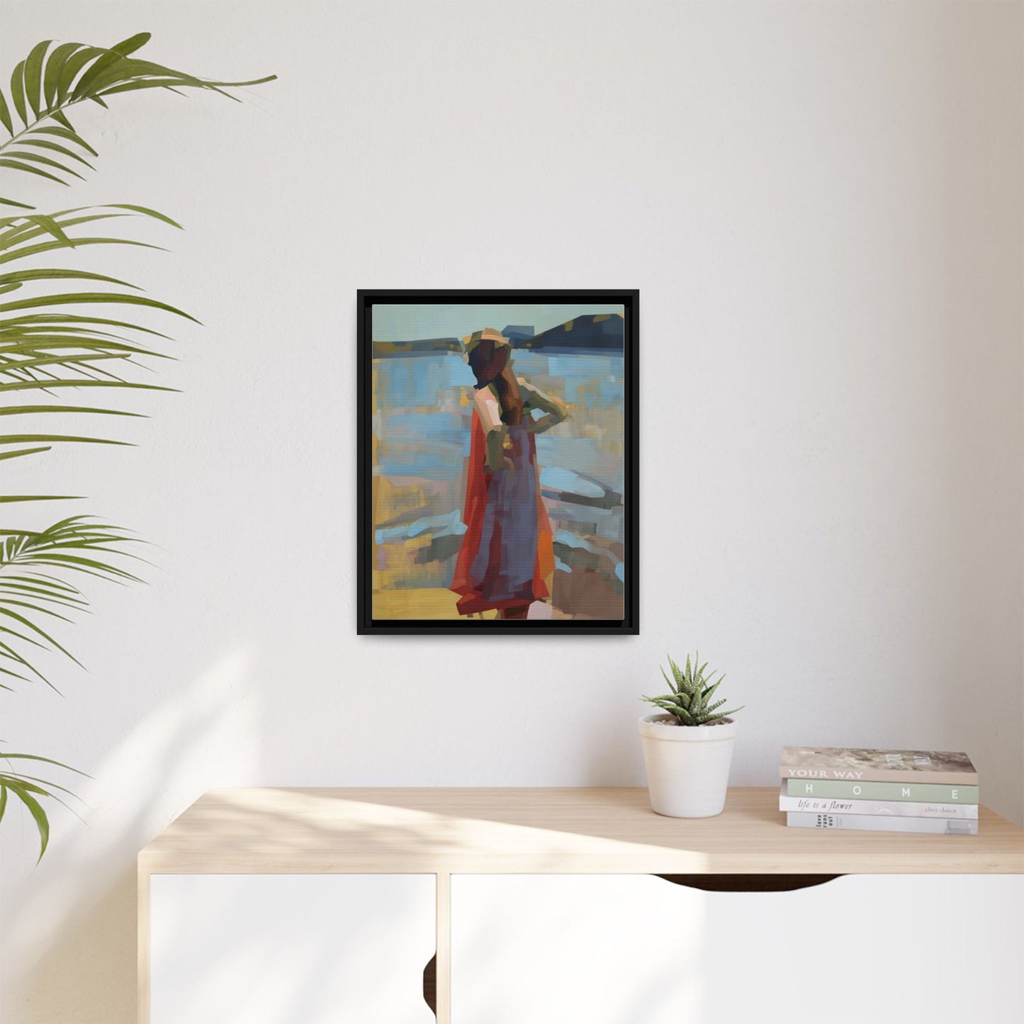 Framed Matte Canvas Print — Coastal Woman Abstract Art