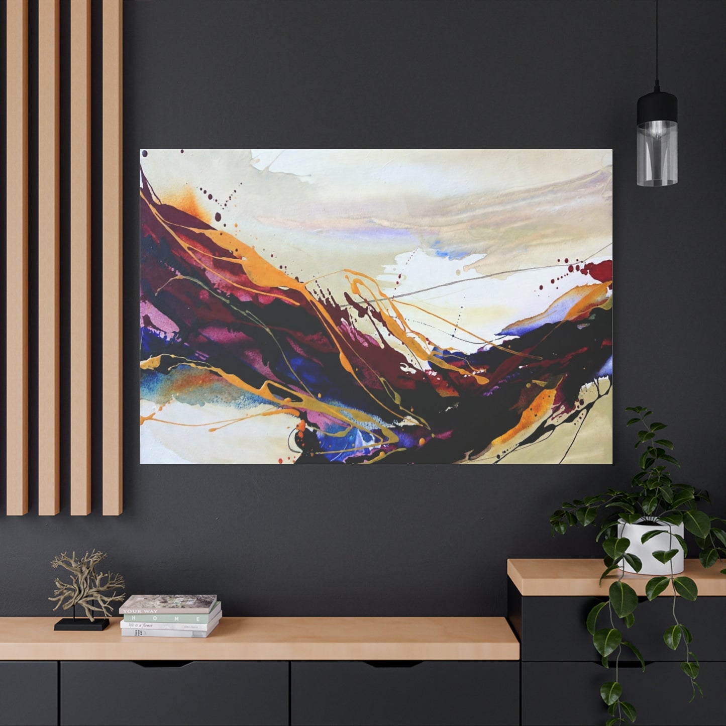 Abstract Color Flow Matte Stretched Canvas – Vibrant Modern Wall Art