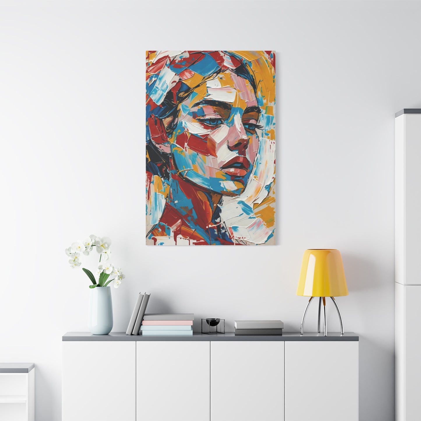 Abstract Colorful Portrait Matte Canvas Print — Modern Stretched Wall Art