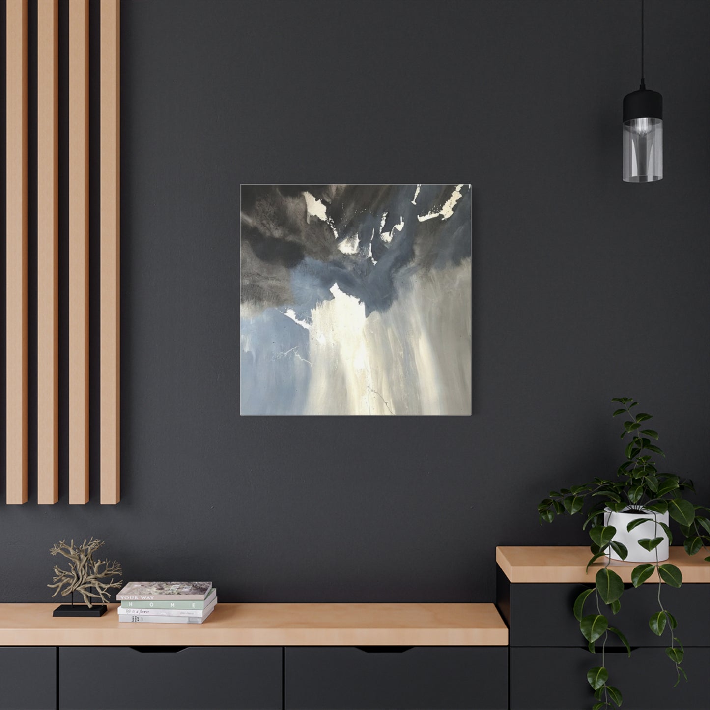 Abstract Storm Canvas Print — Dramatic Blue & Gray Matte Wall Art