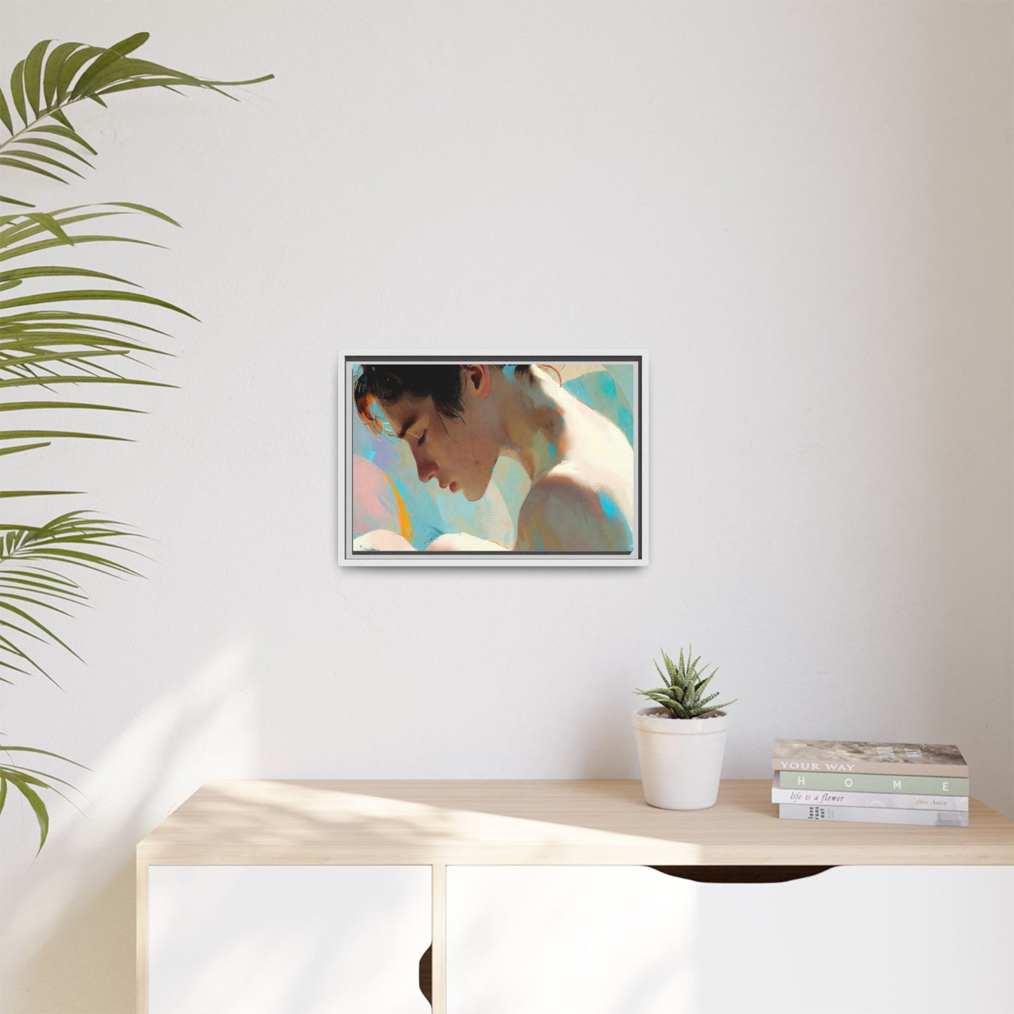 Framed Matte Canvas Print — Dreamy Portrait Art (Multi‑Color)