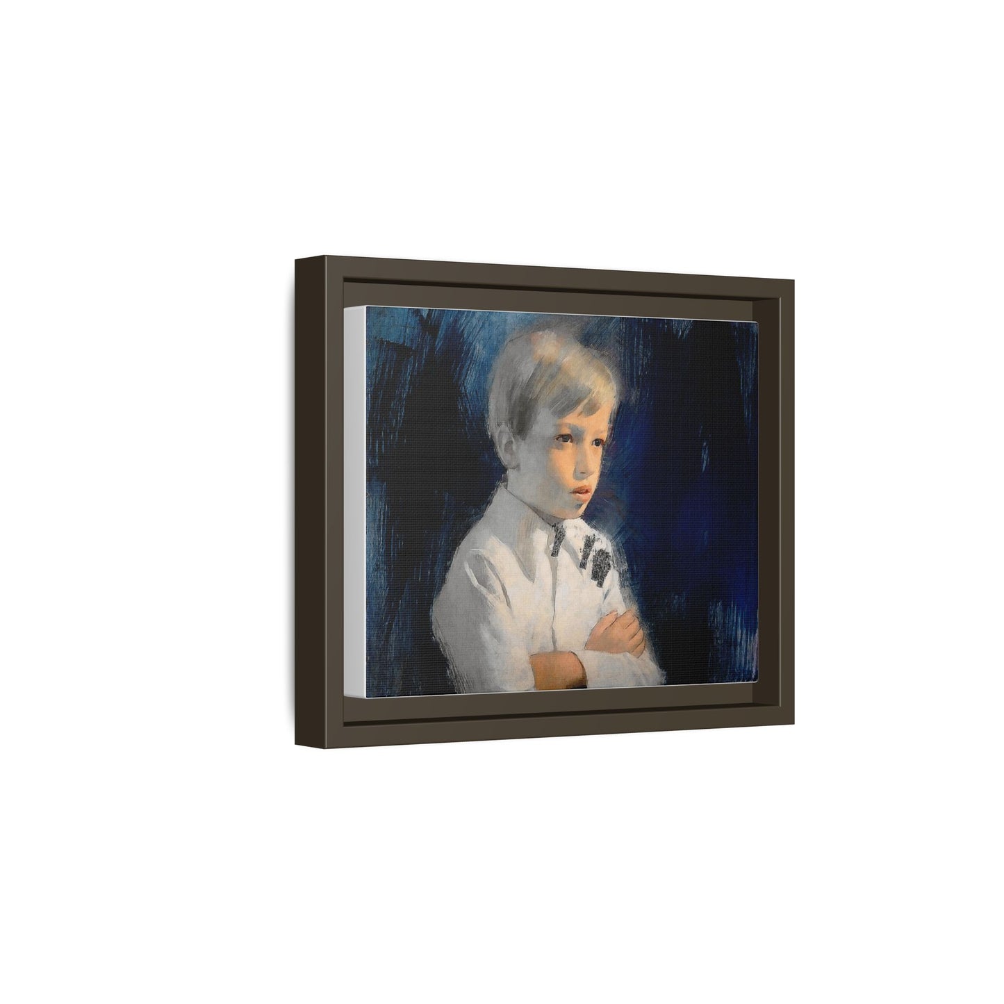 Painting of boy by Unknown Artist Framed Matte Canvas Wall Art Print