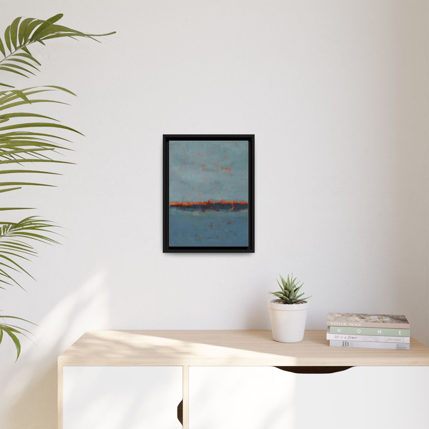 Framed Canvas Art — Teal & Orange Abstract Seascape
