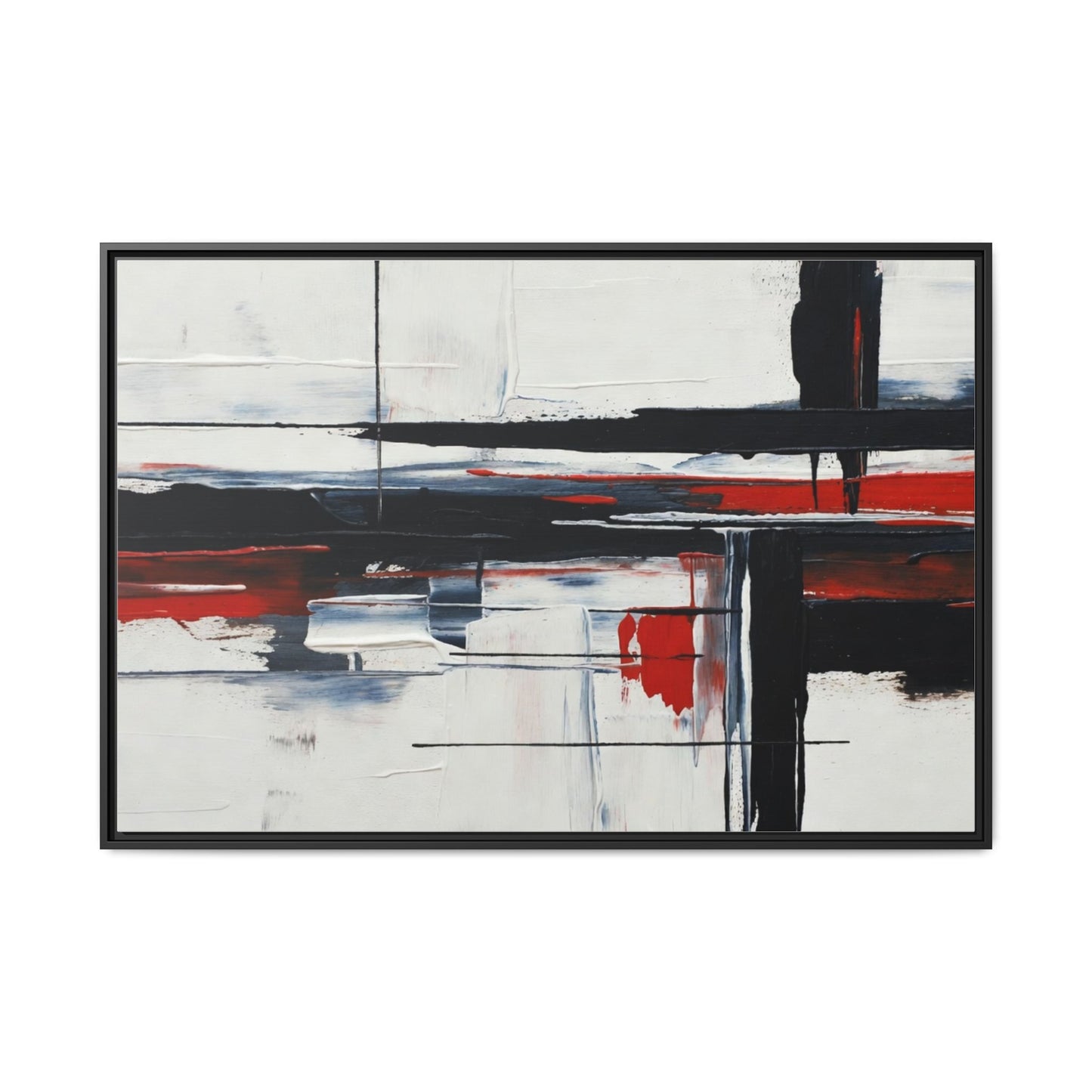 Abstract Red & Black Framed Canvas Art — Modern Matte Wall Painting