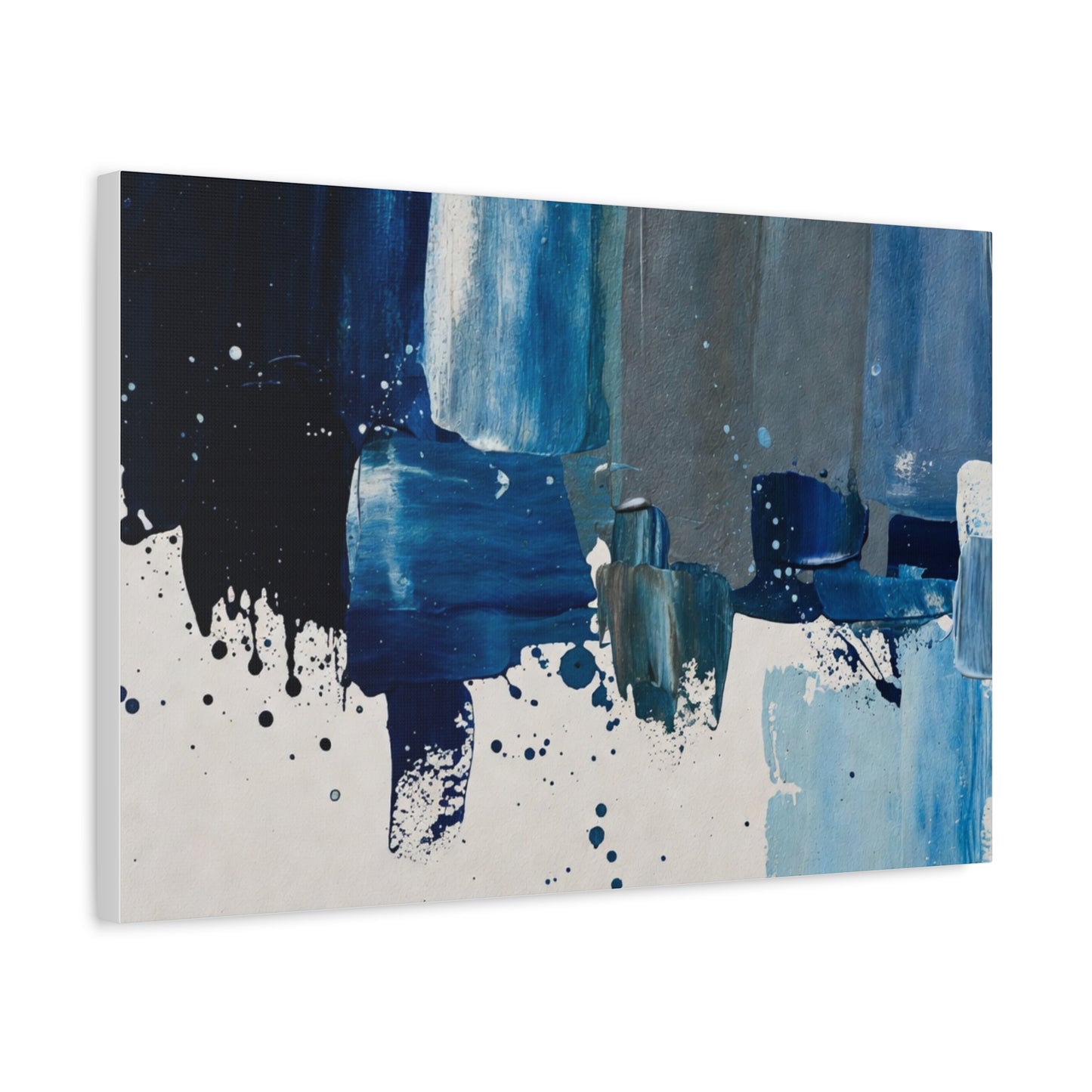 Blue Abstract Canvas Wall Art – Modern Matte Stretched Canvas
