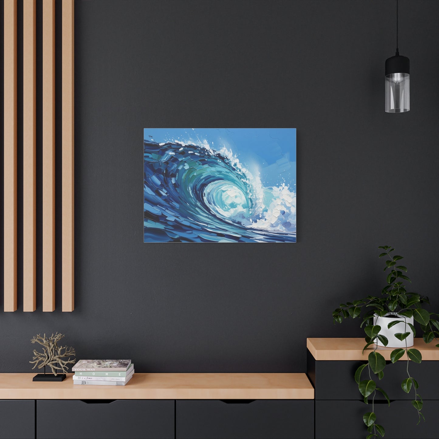 Ocean Wave Matte Canvas Wall Art — Blue Surf Wave Painting, Stretched 1.25"