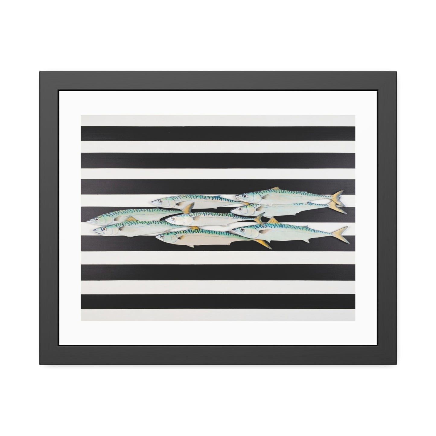 Framed Poster – Striped School of Fish Nautical Wall Art