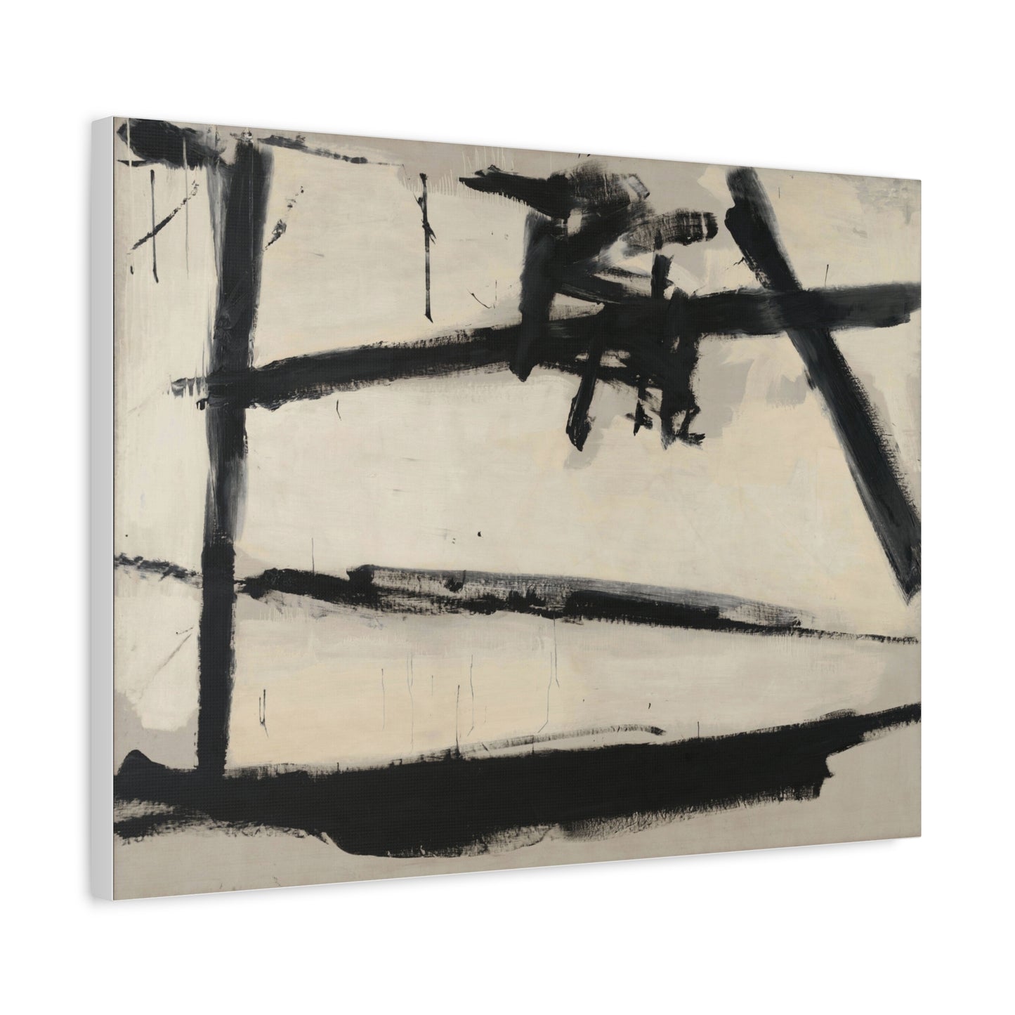 Painting Number 2 by Franz Kline Abstract Black and White Stretched Canvas Art – Matte Wall Decor