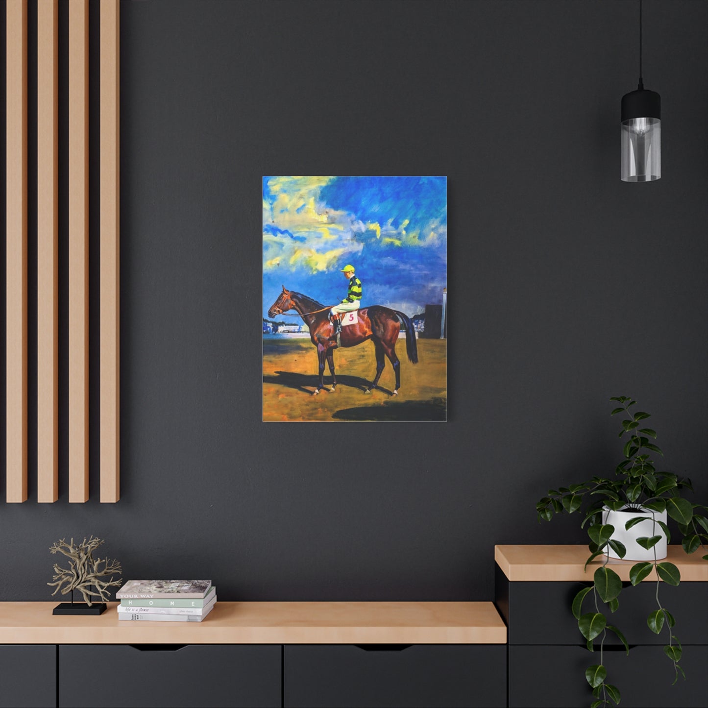 Horse Racing Jockey Canvas Print — Equestrian Art Matte Stretched Wall Decor