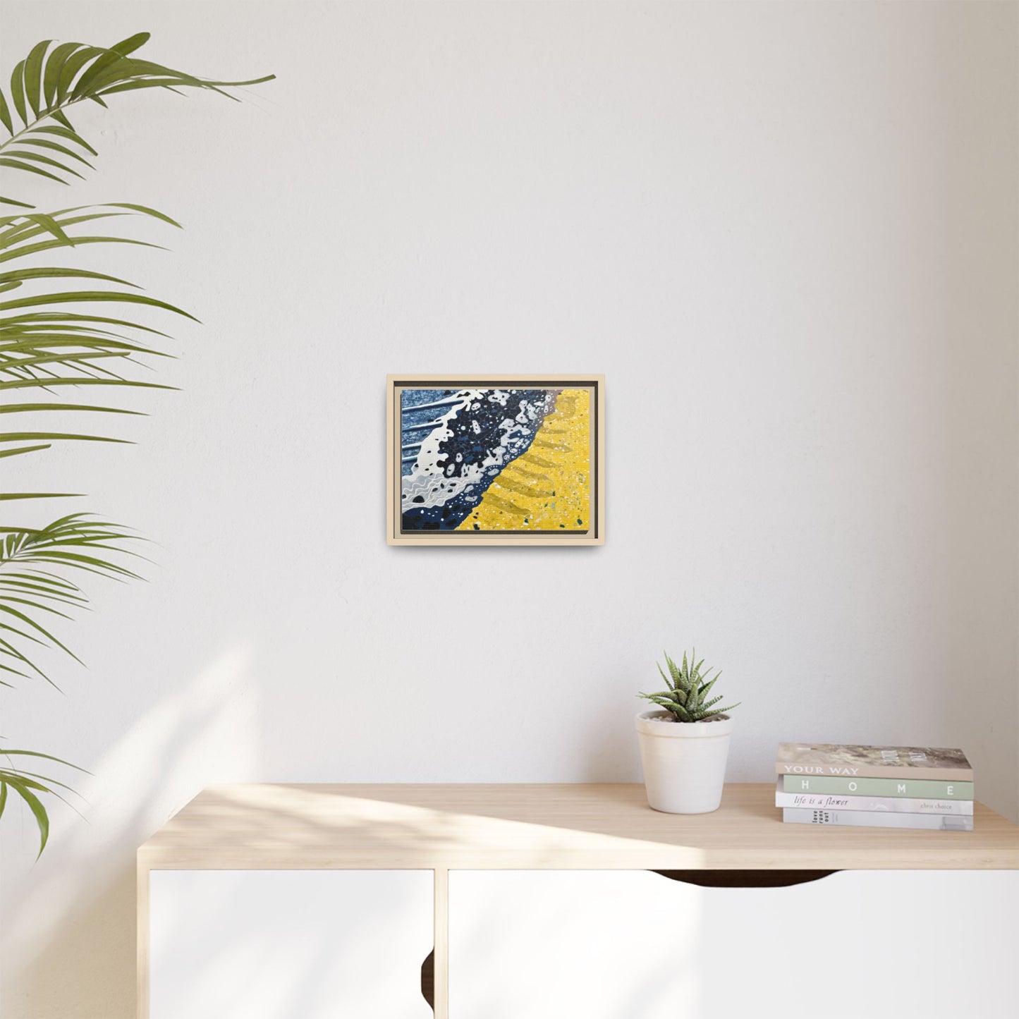 Framed Abstract Ocean & Sand Matte Canvas Print