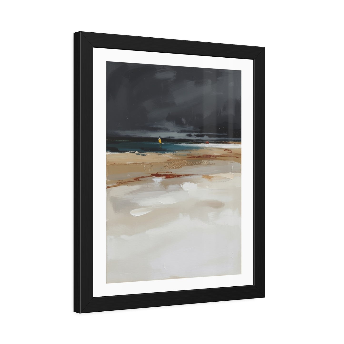 Framed Coastal Beach Print — Moody Seascape Poster in Black Frame