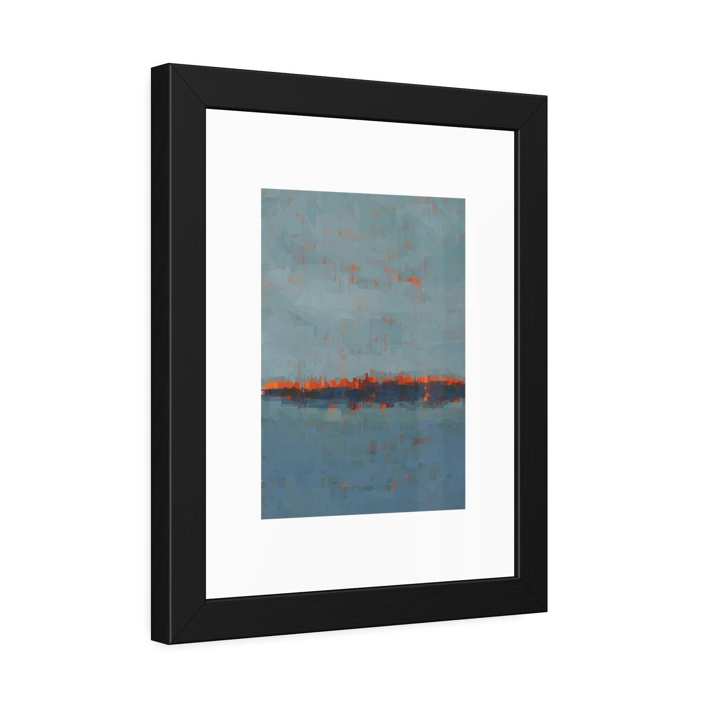 Abstract Seaside Framed Poster — Blue & Copper Minimalist Wall Art