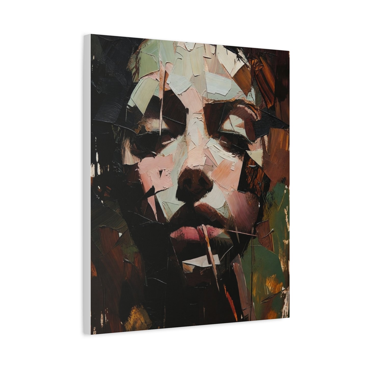 Abstract Portrait Matte Stretched Canvas (1.25") — Contemporary Textured Face Art