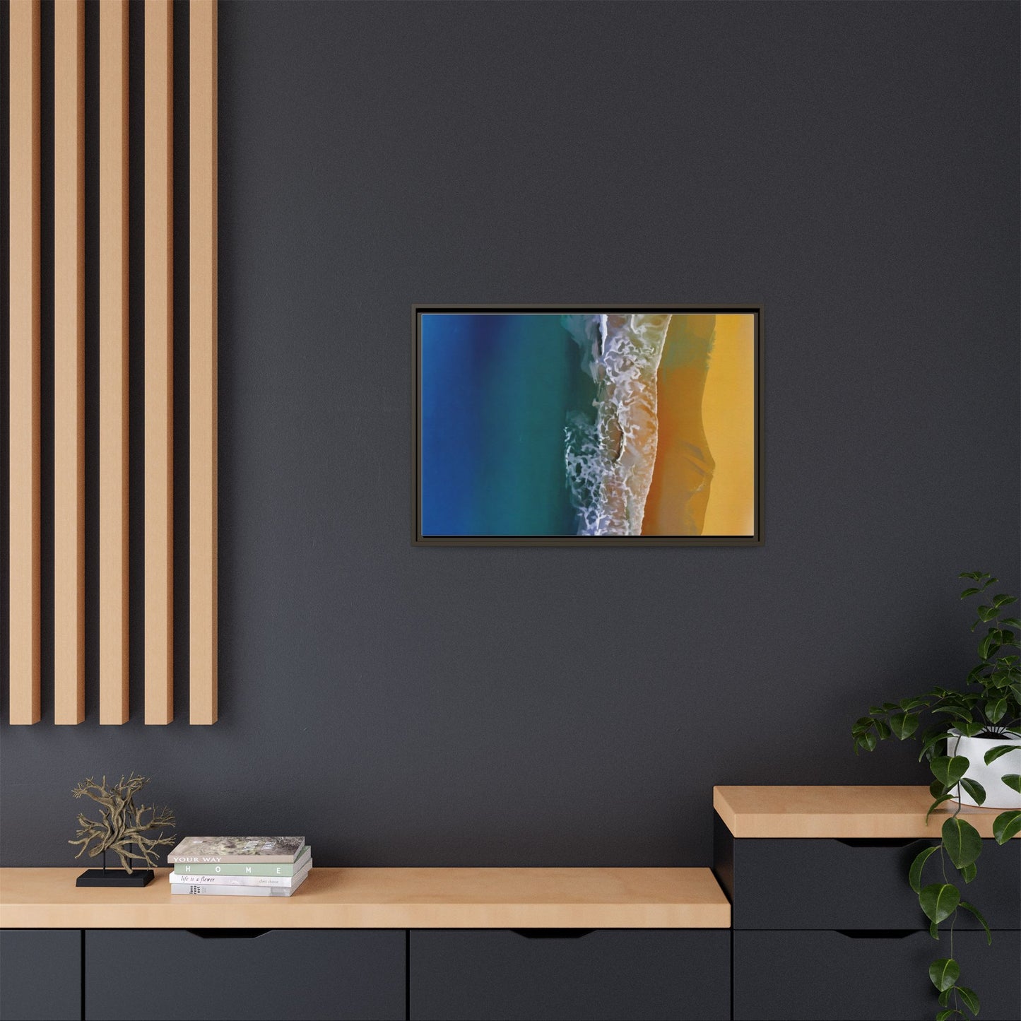 Framed Matte Canvas Seascape Print – Coastal Waves Wall Art