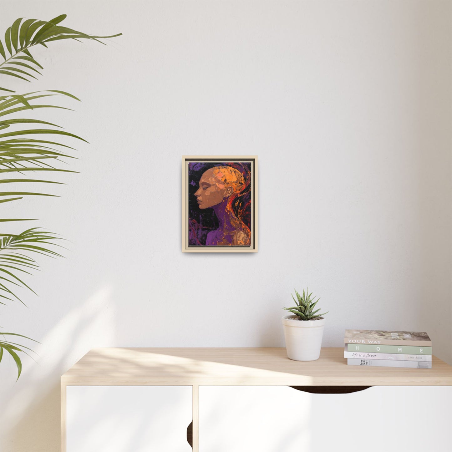 Abstract Profile Portrait Matte Framed Canvas — Multicolor Feminine Art Print