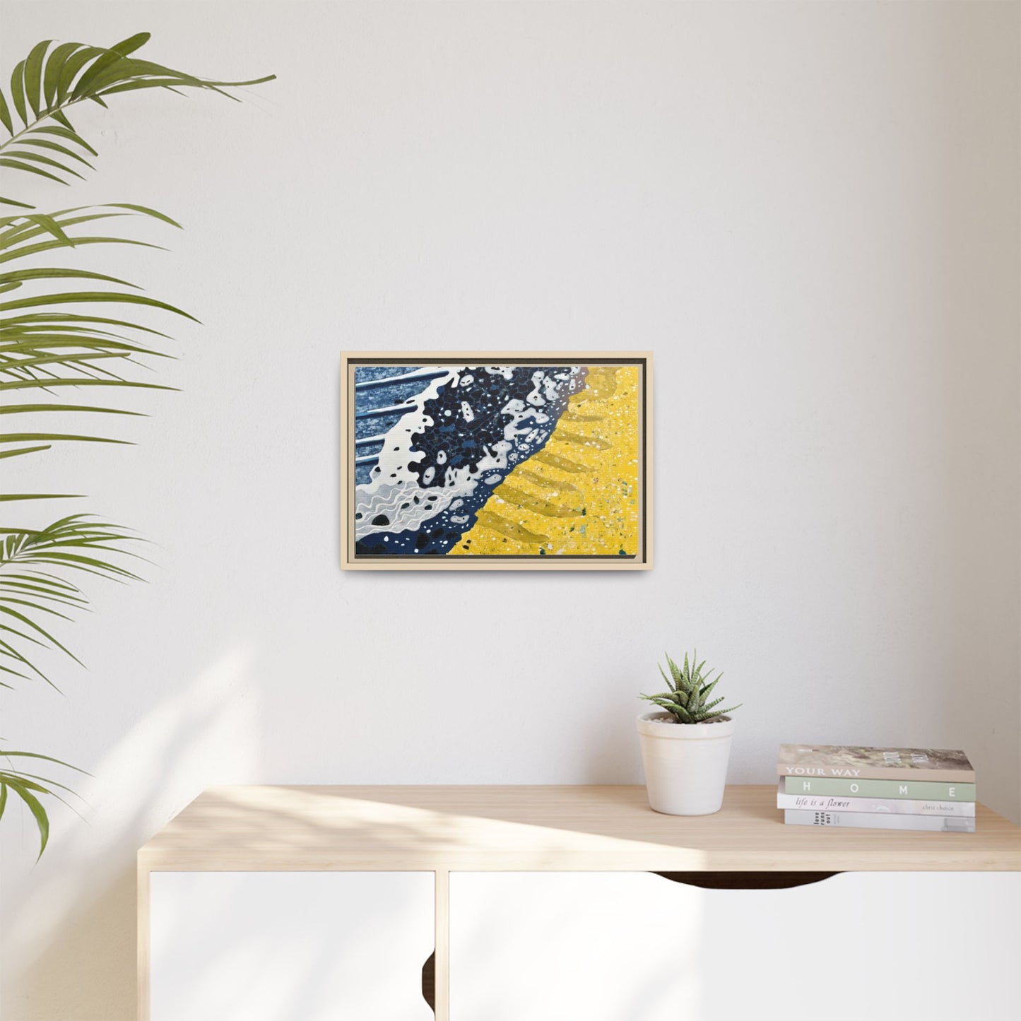 Framed Abstract Ocean & Sand Matte Canvas Print