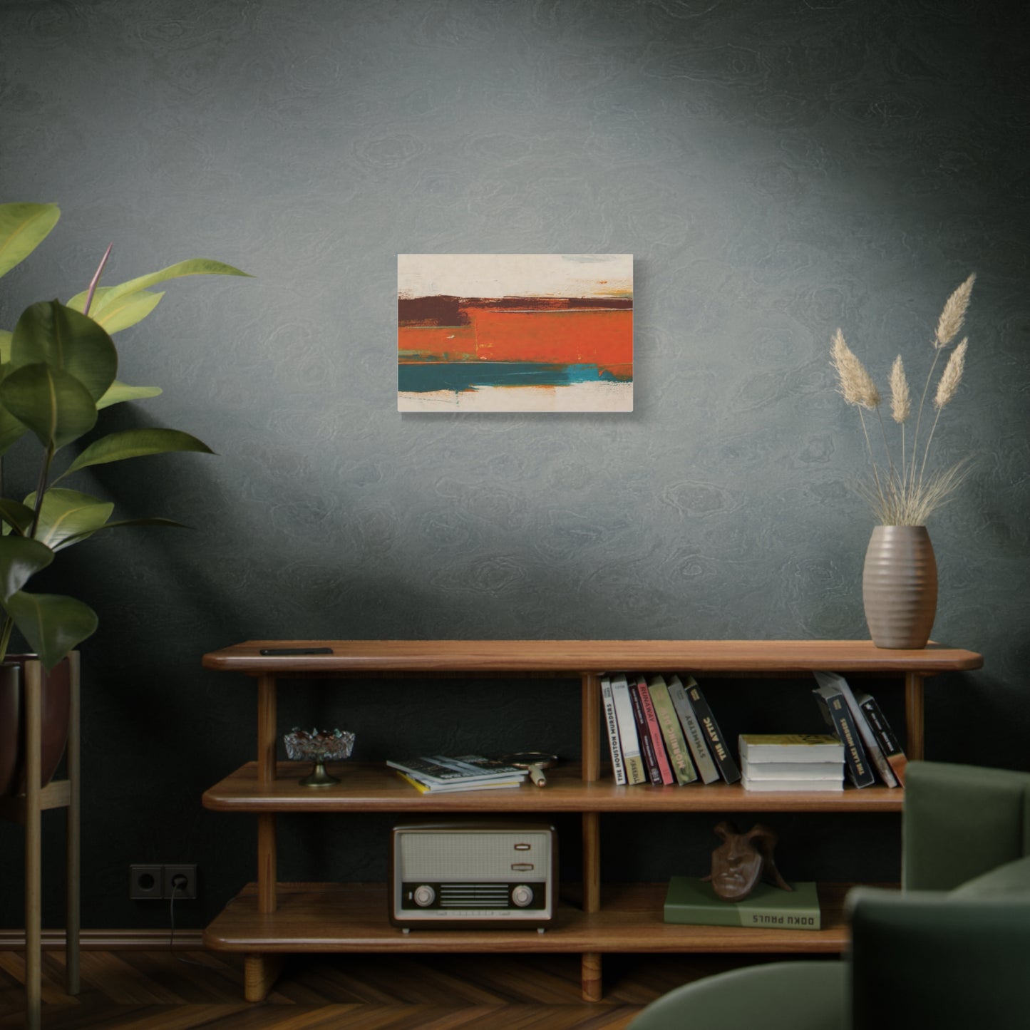 Abstract Orange & Teal Matte Canvas Wall Art — Stretched 1.25"