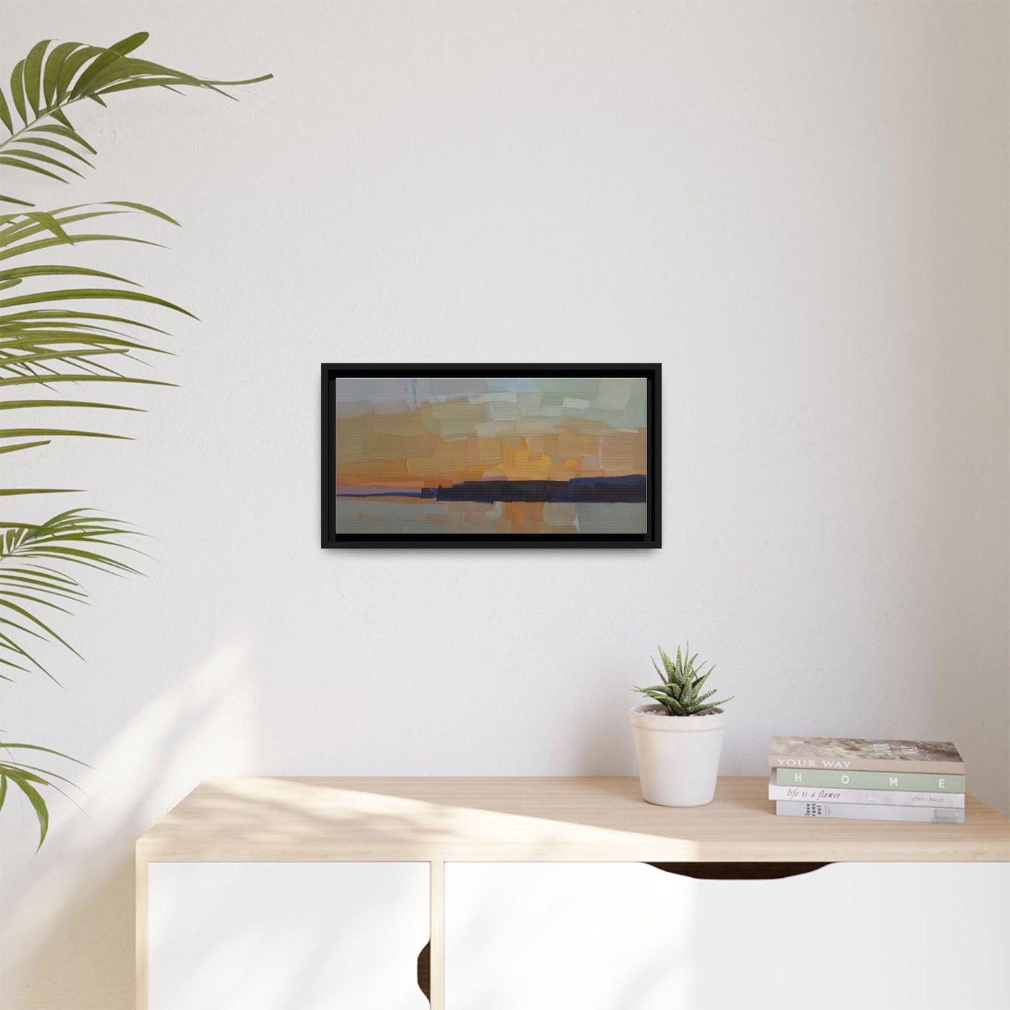 Framed Matte Canvas Sunset Abstract Landscape Art Print