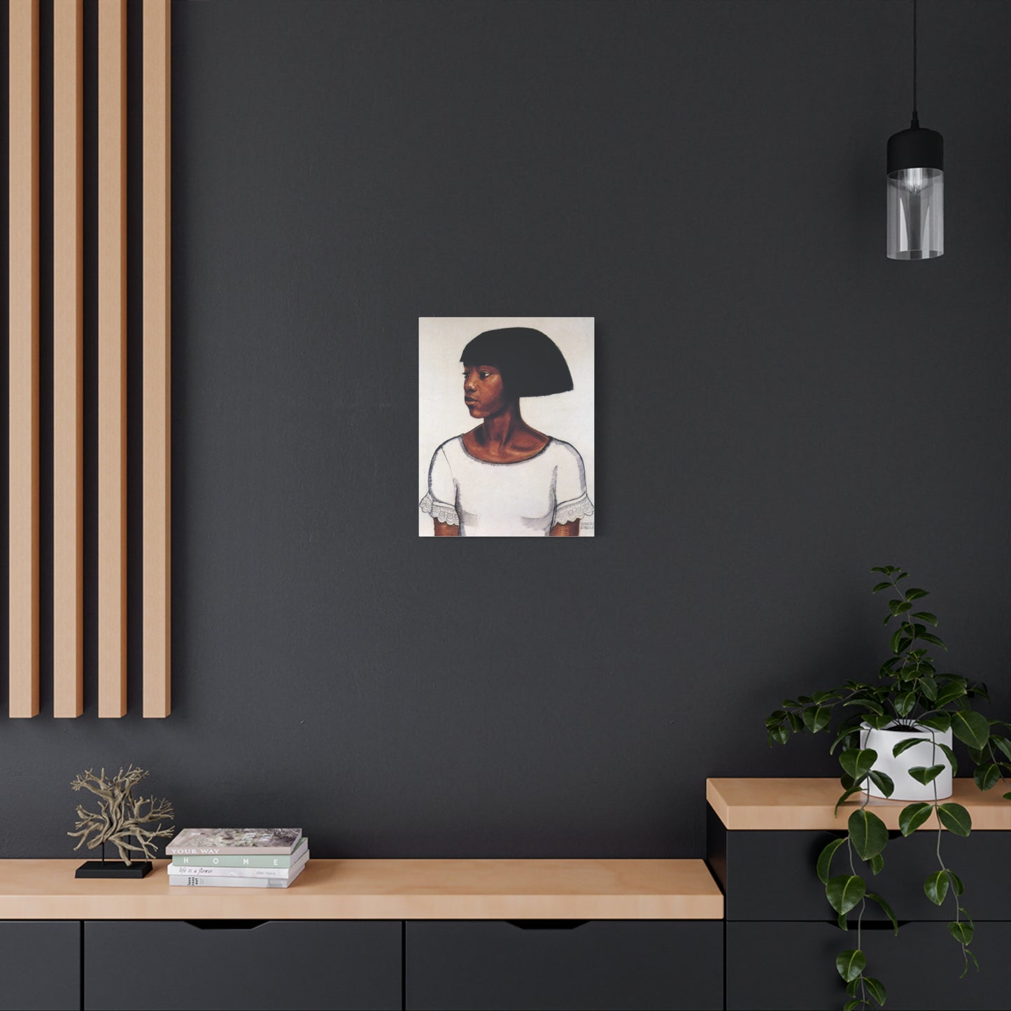 Portrait of a Young Woman by Winold Reiss Portrait Canvas Print – Matte Stretched Wall Art