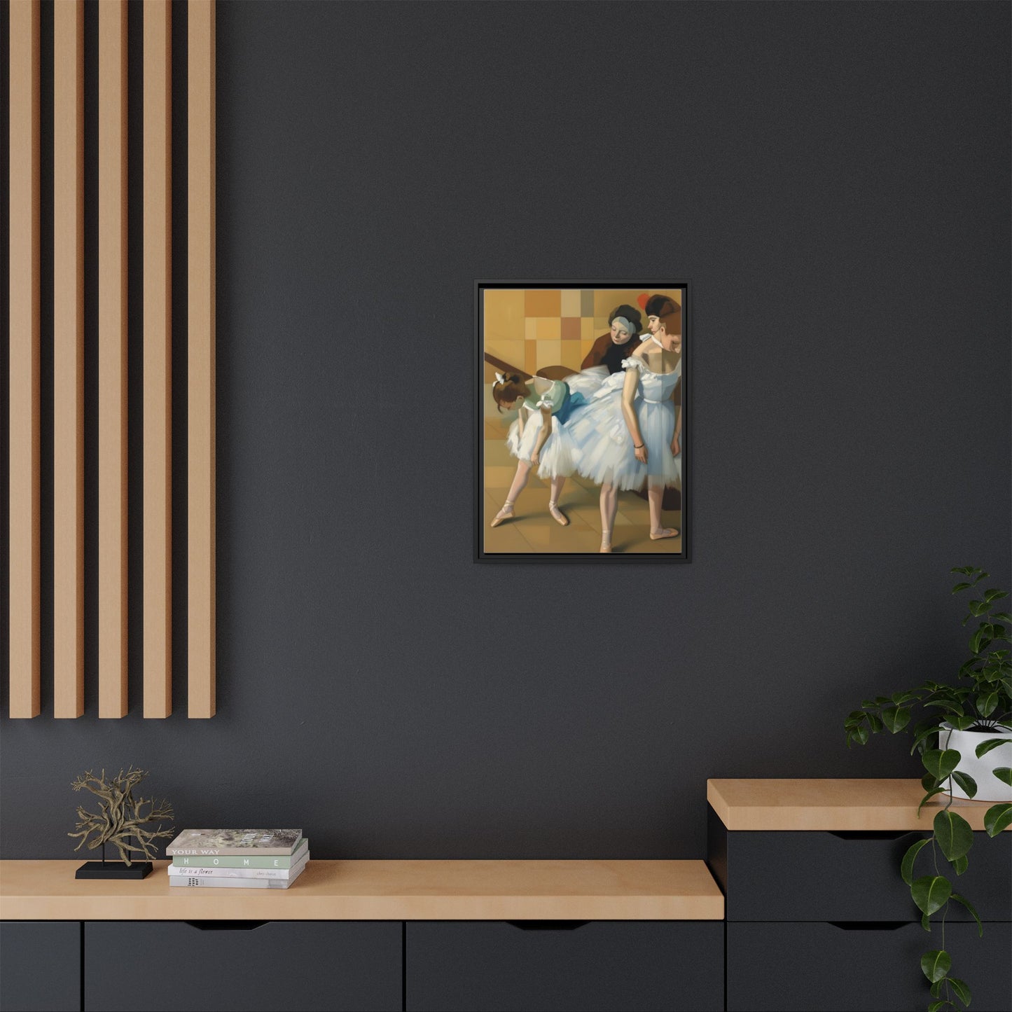 Ballet Dancers Matte Framed Canvas – Impressionist Dance Wall Art