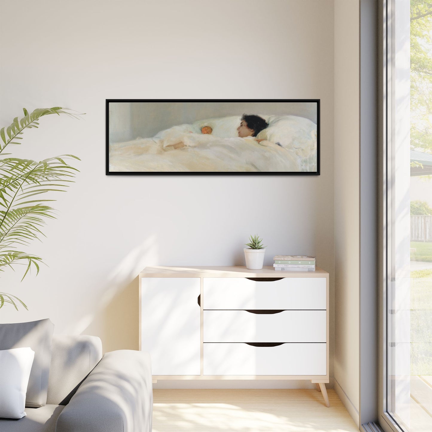 Mother by Joaquin Sorolla y Bastida Framed Matte Canvas Wall Art Print