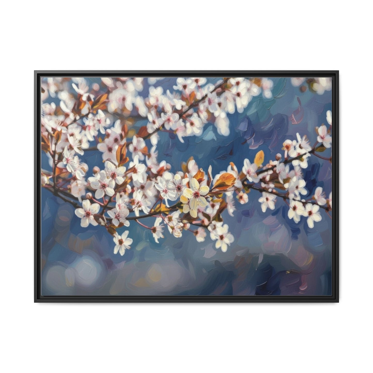 Framed Matte Canvas Print — Cherry Blossom Branch Wall Art