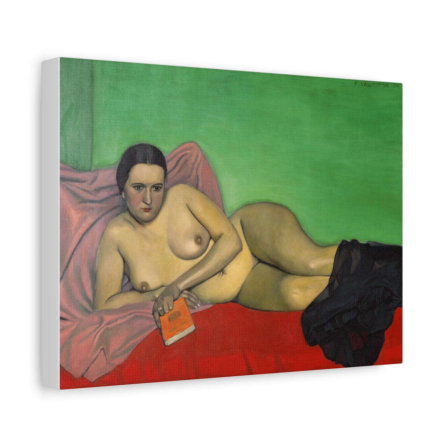 Femme nue tenant un livre by Félix Vallotton Matte Canvas Wall Art Print