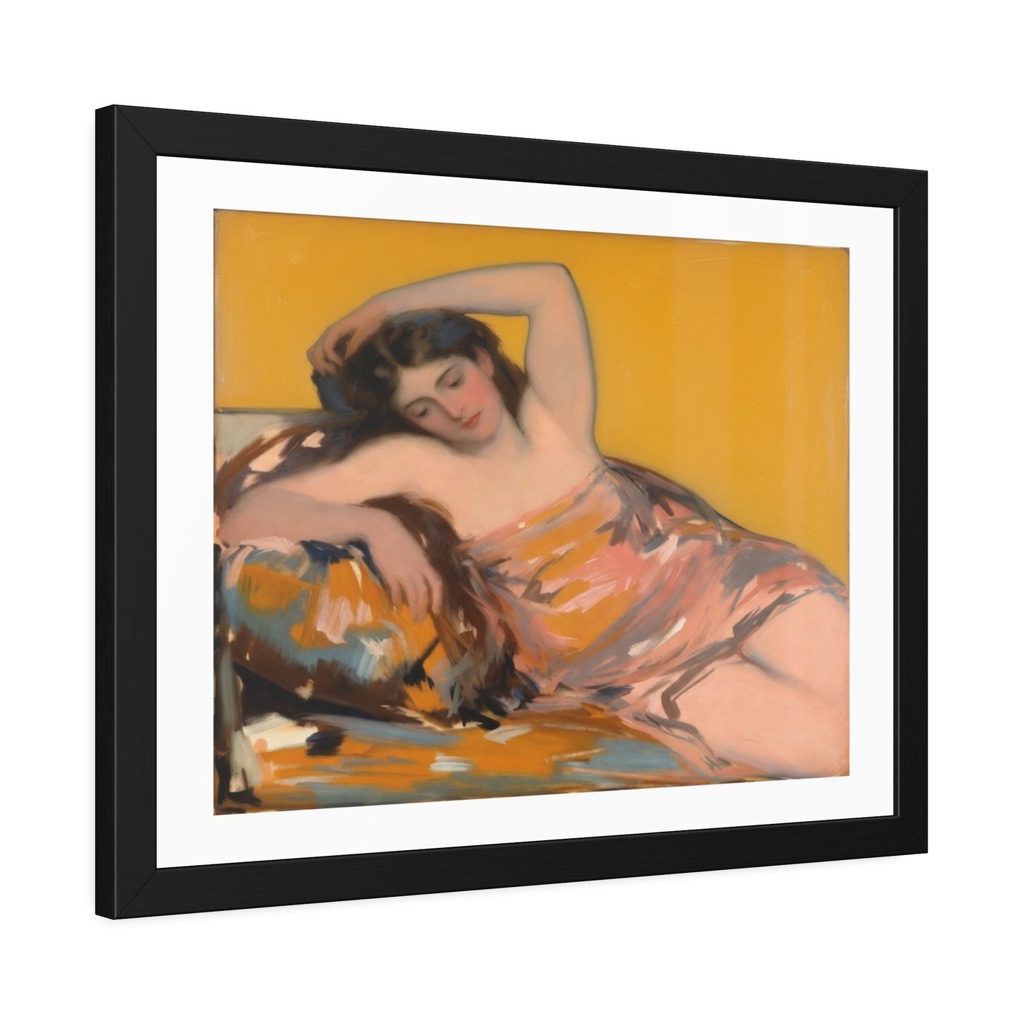 Framed Art Poster — Vintage Reclining Woman Print, Museum-Style Wall Art