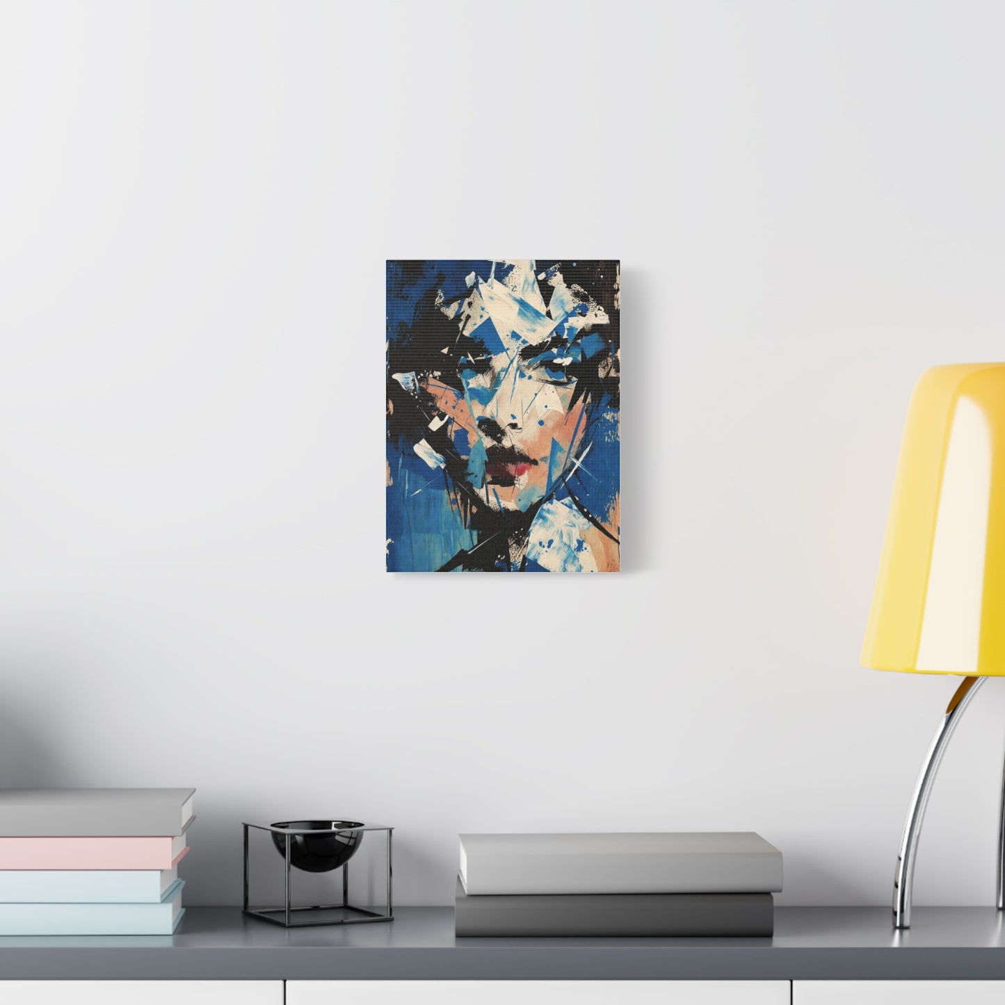 Abstract Blue Portrait Canvas Print — Modern Stretched Wall Art