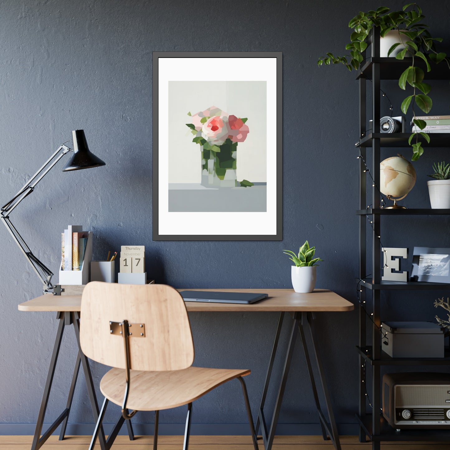 Framed Floral Poster — Modern Abstract Peony Art Print