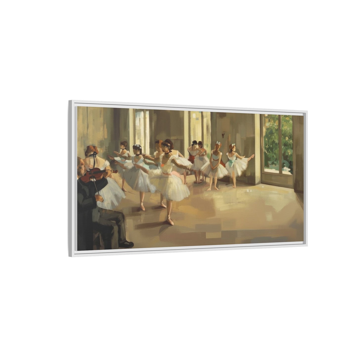 Framed Matte Canvas Print — Ballet Class Scene (Impressionist Dancers)