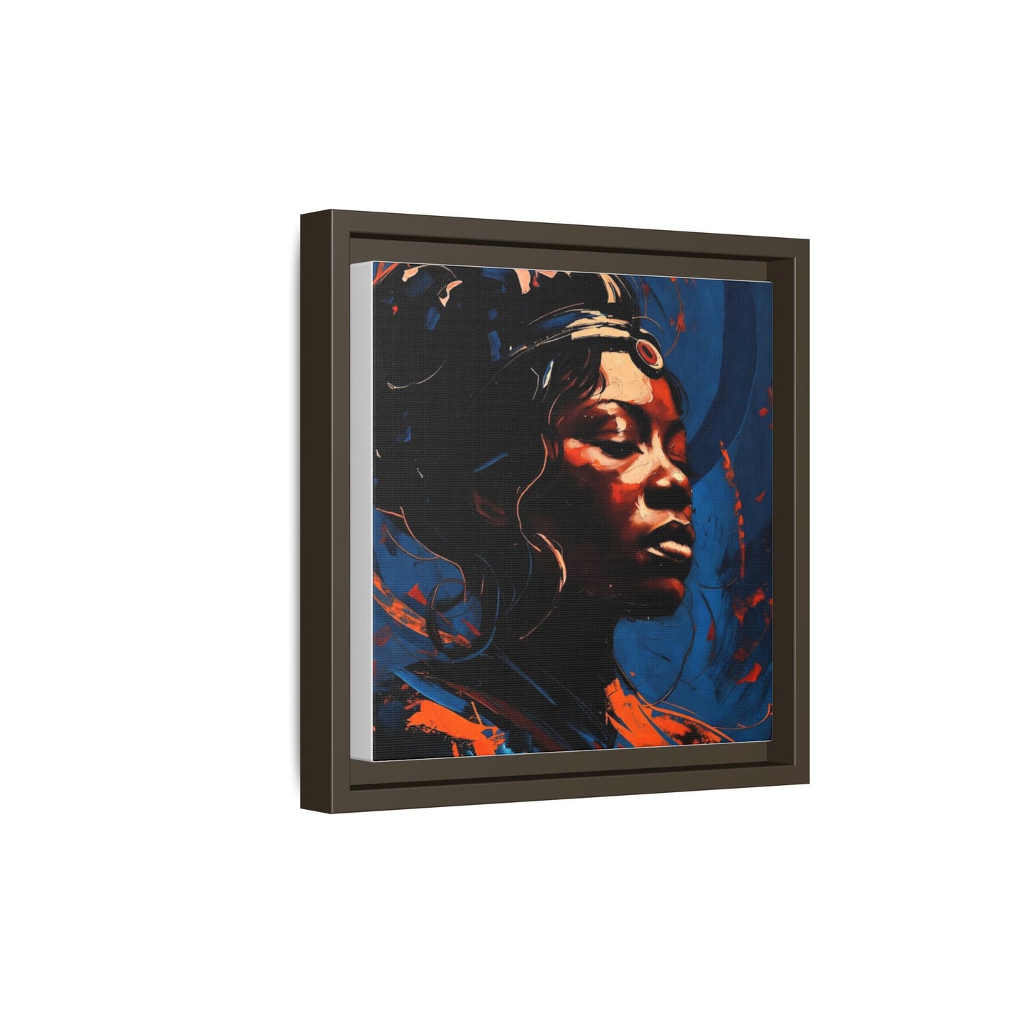 Framed Matte Canvas Art - Vibrant Portrait of a Black Woman (Multi-Color)