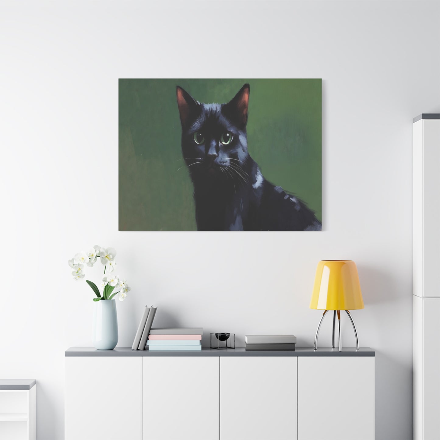 Black Cat Portrait Canvas - Matte Stretched Wall Art