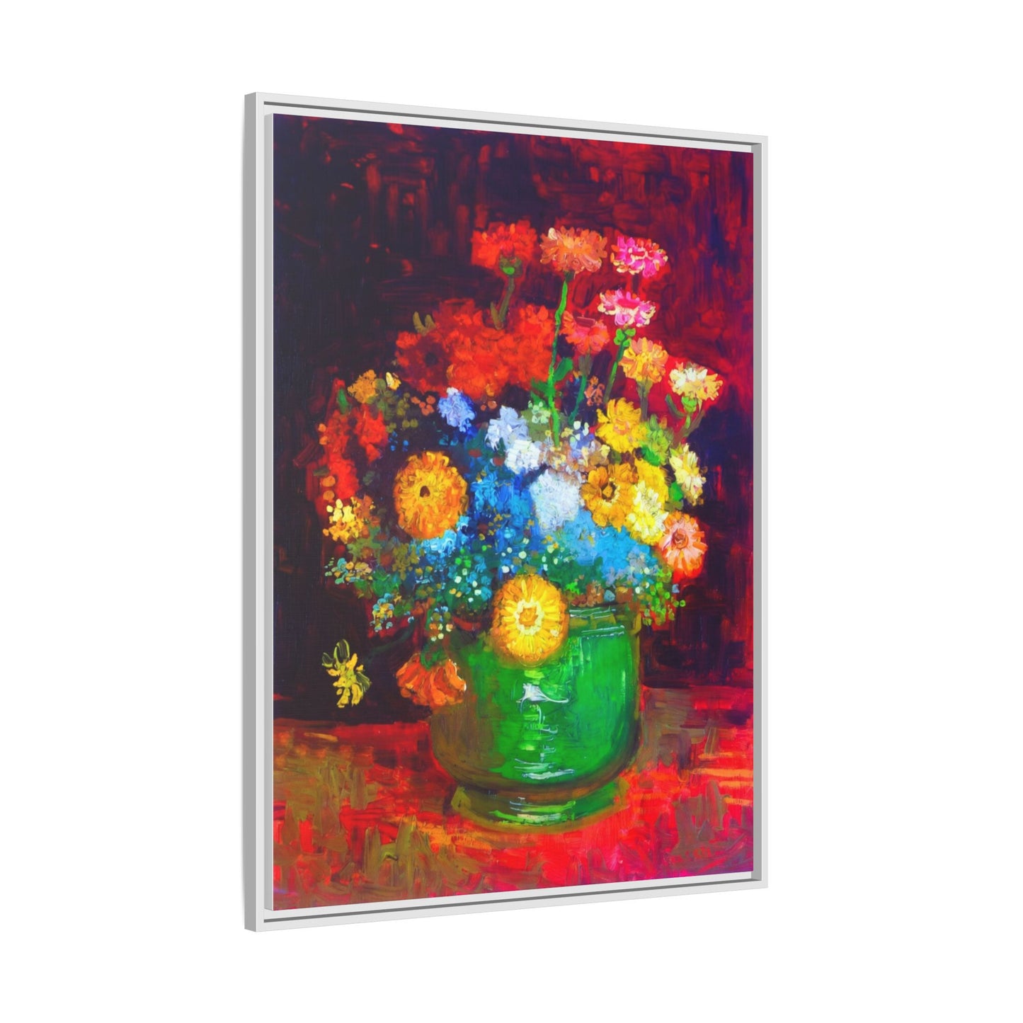 Framed Floral Canvas Print — Colorful Bouquet Wall Art