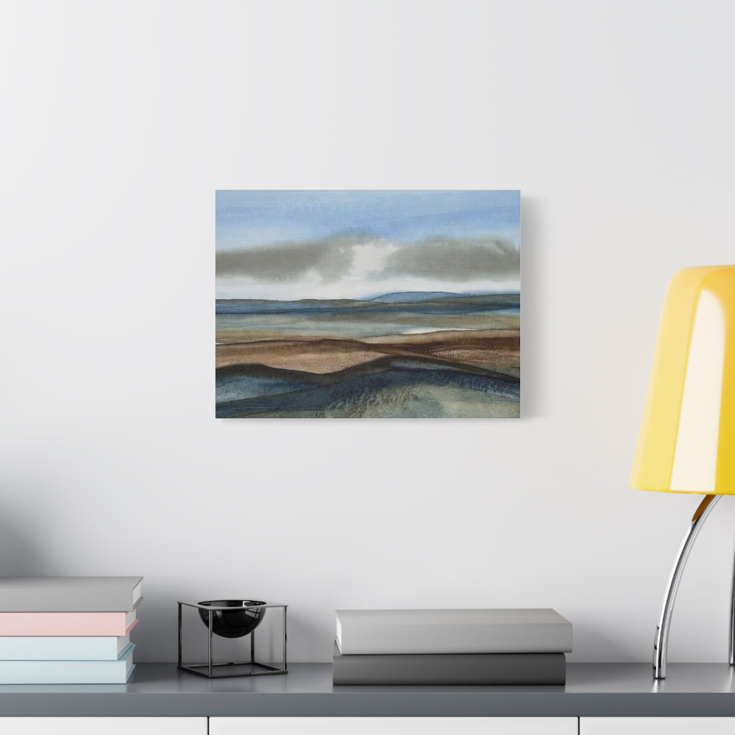 Coastal Mist Matte Canvas Print — Serene Blue-Brown Landscape Wall Art