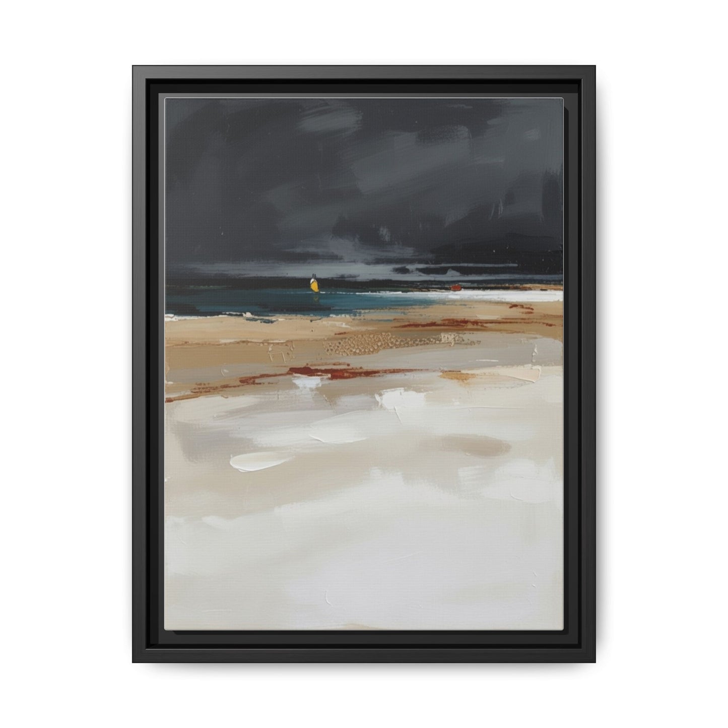 Framed Matte Canvas Beachscape Art Print — Coastal Abstract Wall Decor