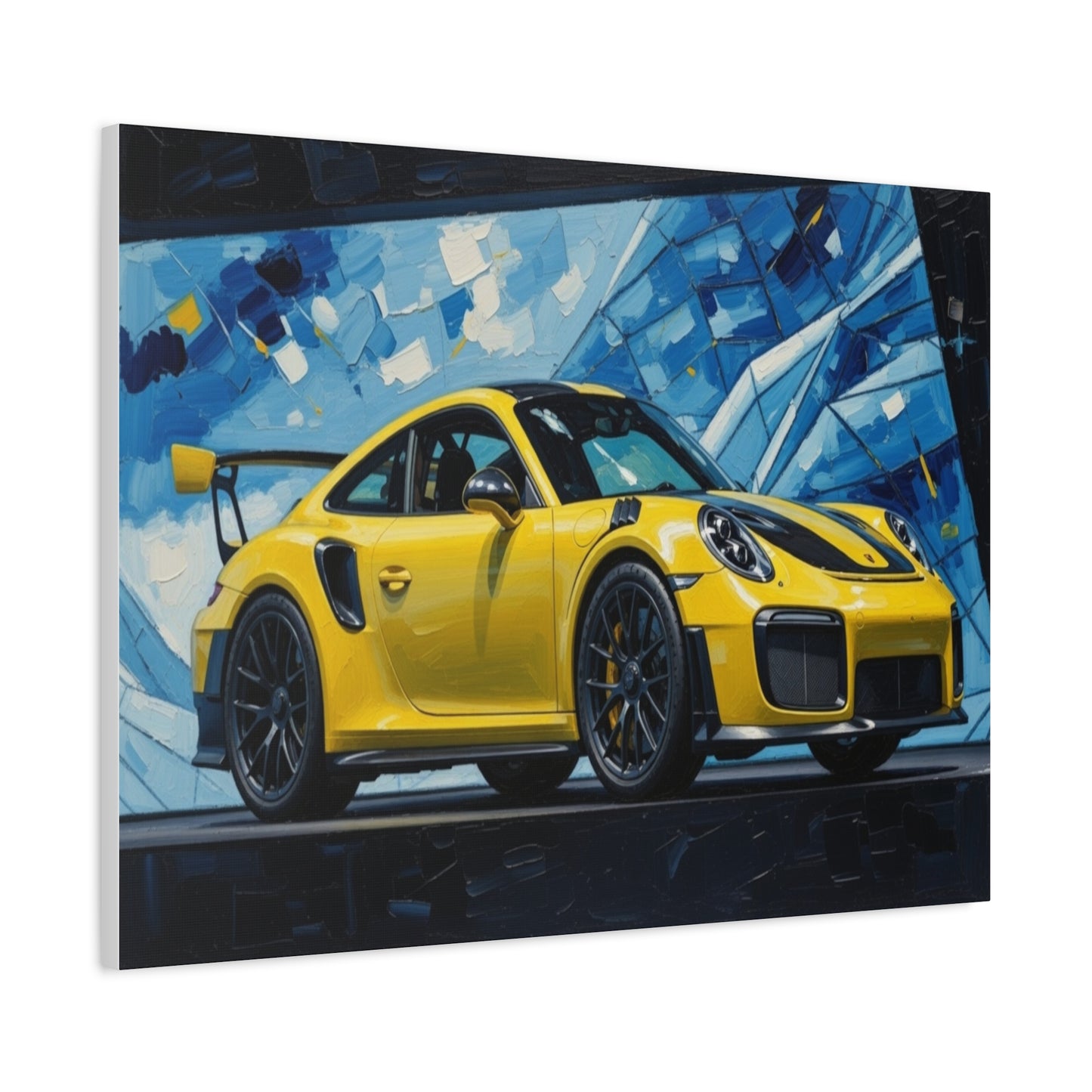 Yellow Porsche Sports Car Canvas Print — Modern Automotive Wall Art