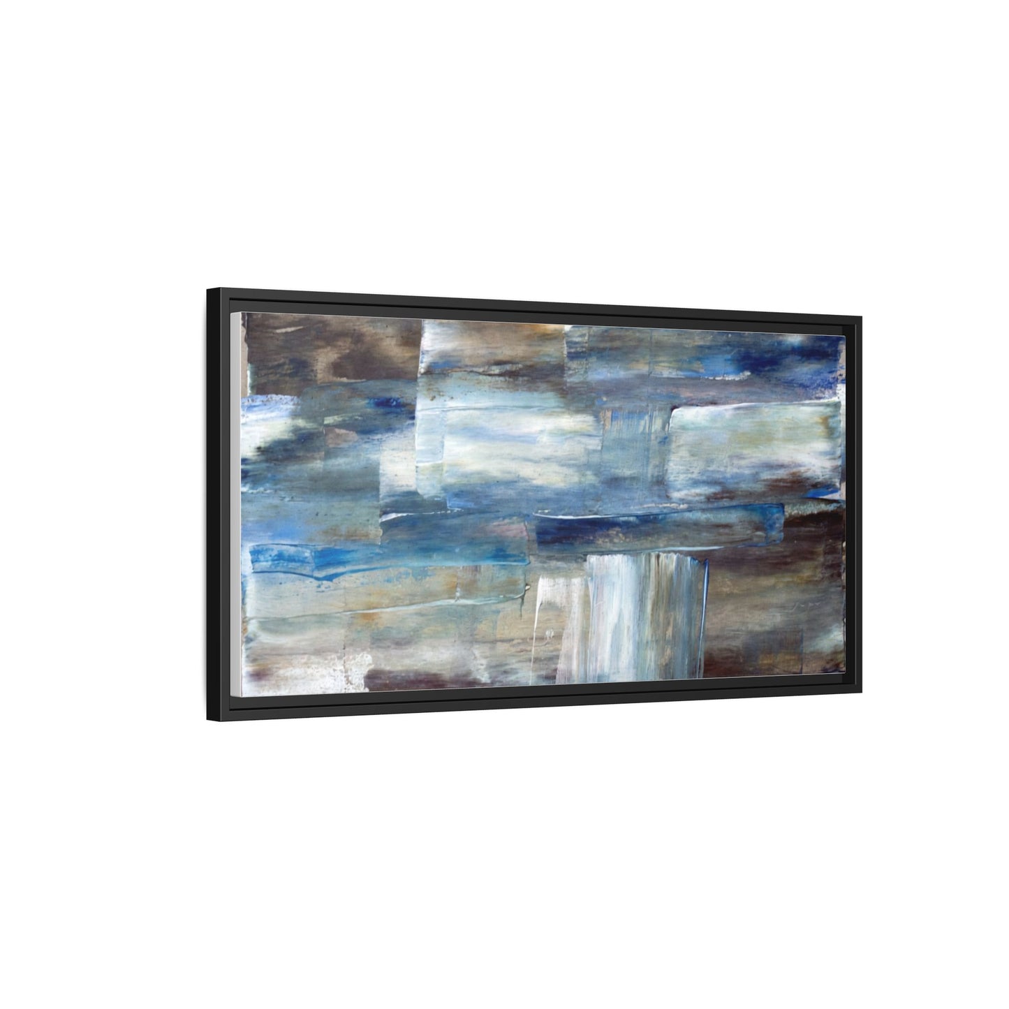 Abstract Blue Coastal Matte Canvas Framed Wall Art