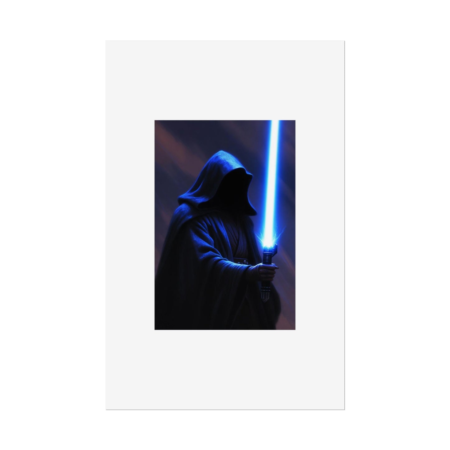 Sci‑Fi Lightsaber Poster — Hooded Jedi Warrior Wall Art (Rolled Poster)