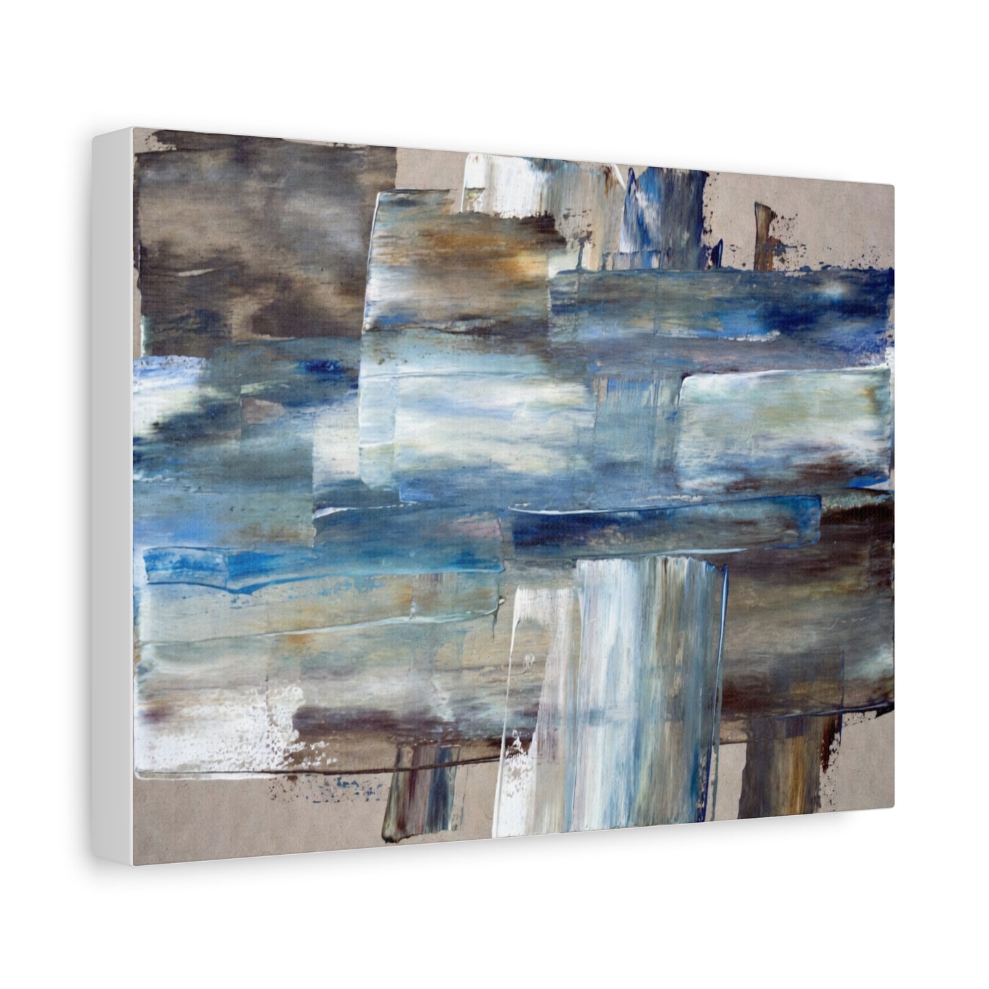 Abstract Blue Waterfall Matte Canvas Wall Art, Stretched 1.25"