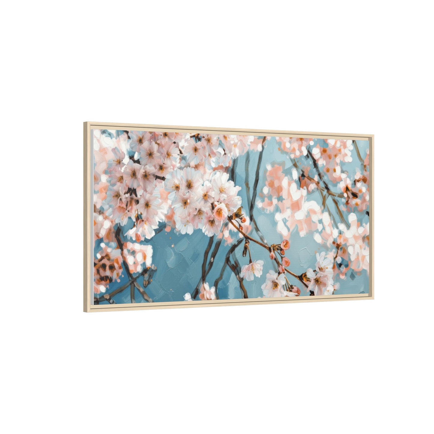 Framed Cherry Blossom Matte Canvas Print — Soft Pink Floral Wall Art